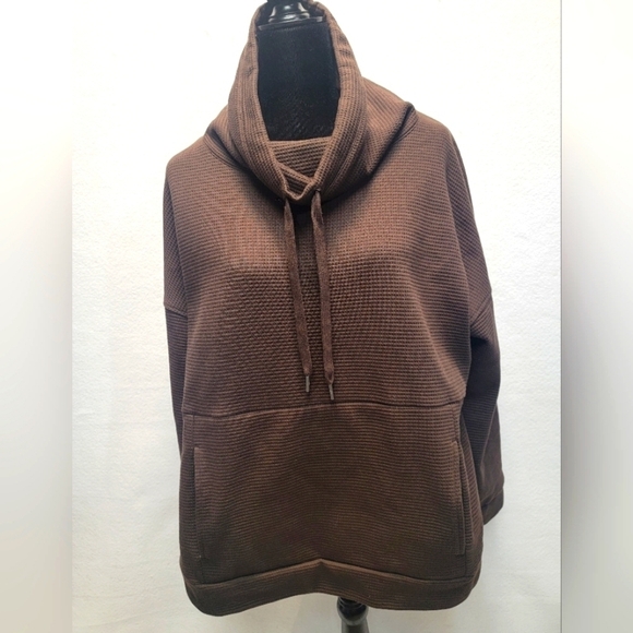 ANDREW MARC SPORT 1X drawstring cowl neck 2 front pocket long sleeve spo… - Picture 1 of 9